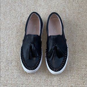 J Slides Black Leather Aztec Sneakers